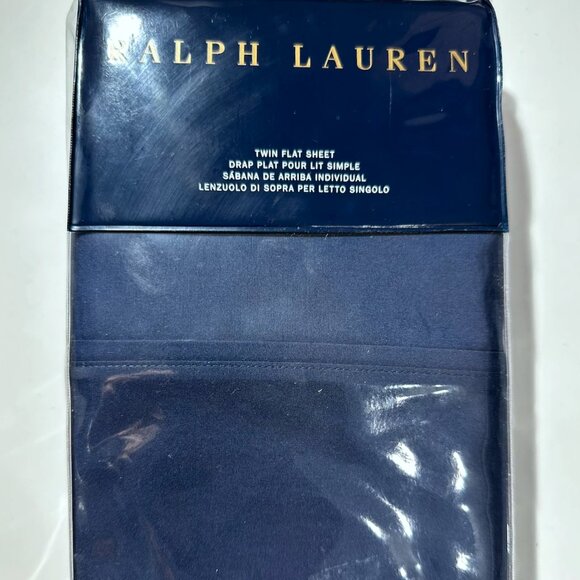 Ralph Lauren TWIN FLAT SHEET RL 464 Polo Navy Blue 100% Cotton Solid Percale - Picture 1 of 6